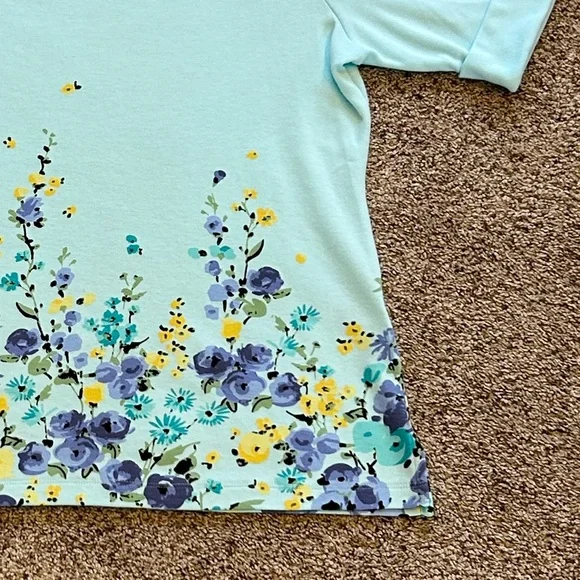 Karen Scott Floral Top with boat Neck & Wide Arm Cuff. Women’s XL EUC - Picture 7 of 13